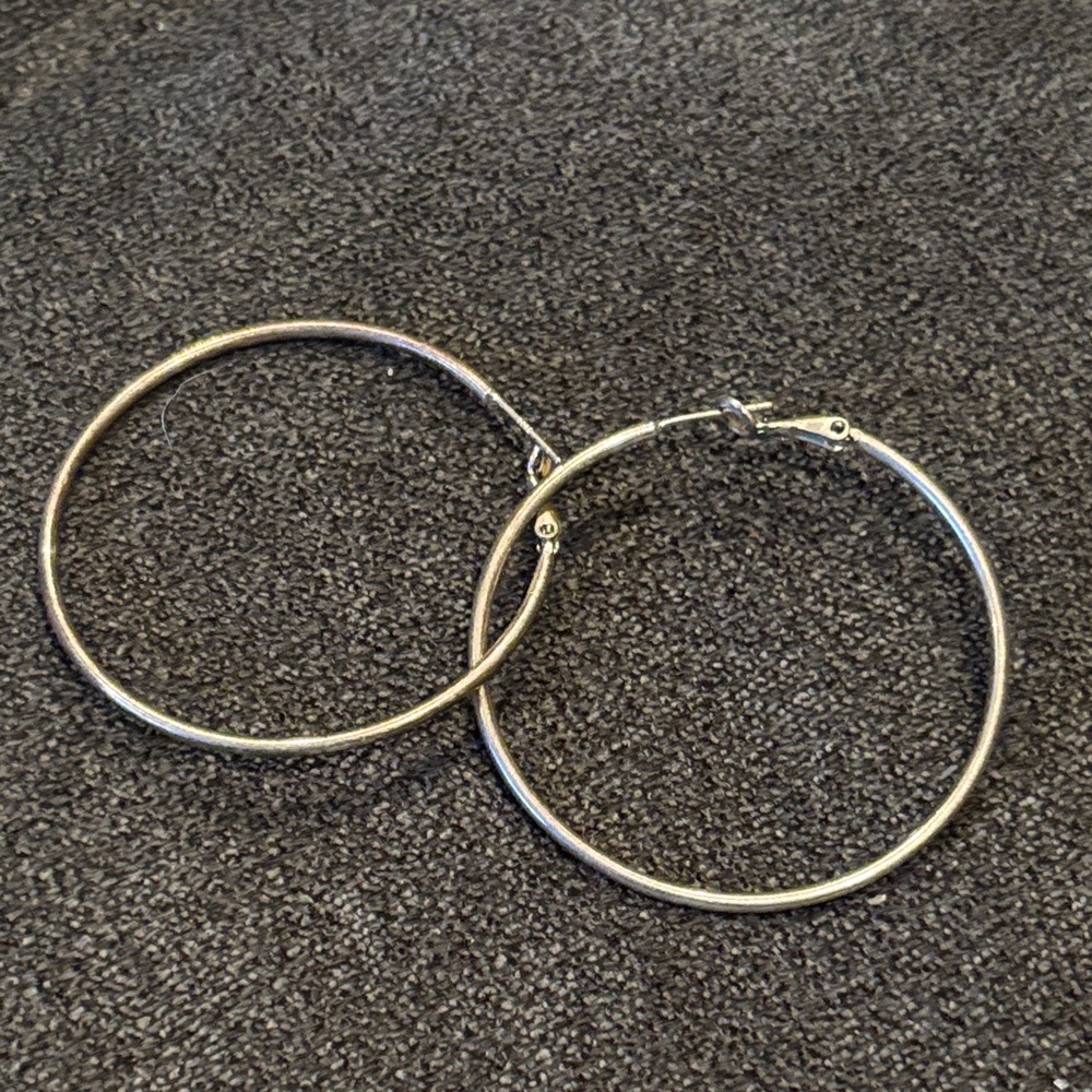 Elegant Sterling Silver Hoop Earrings (2 pairs- one smaller 1 larger) (2 pics)